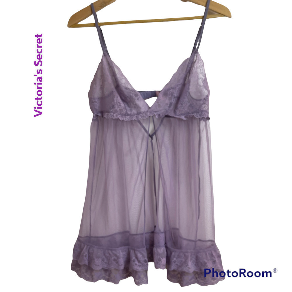 Victoria's Secret Sheer Lace Open Front Babydoll Size M